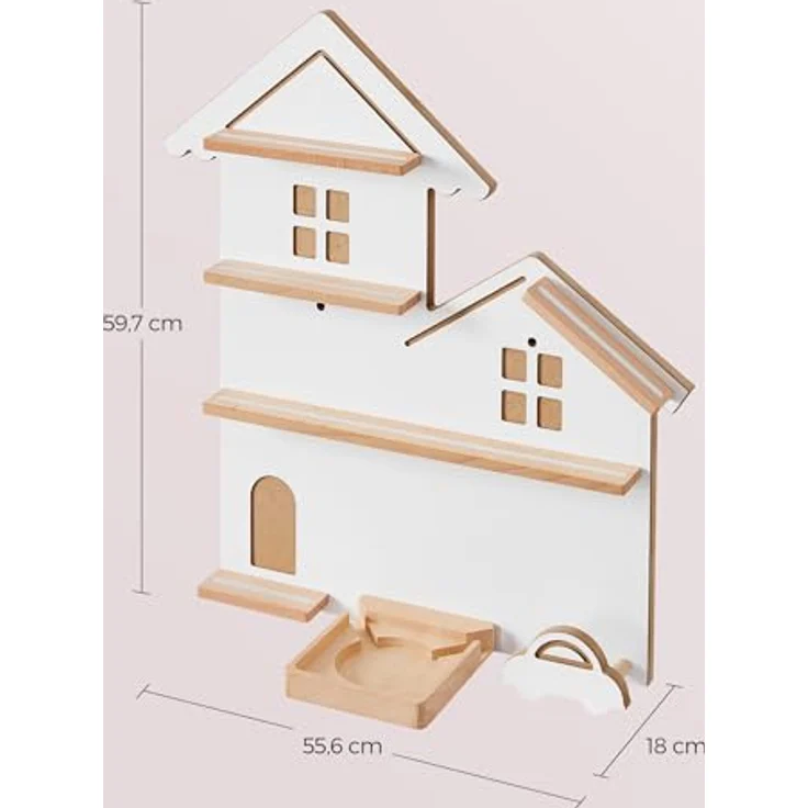 SONGMICS Regal für Toniebox, Wandregal für 35 Figuren, Kinderregal, einfache Montage, Kinderzimmer, Wohnzimmer, wolkenweiß GKR801W10 – Bild 4
