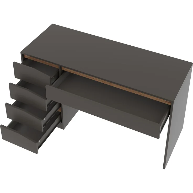 ZUBALIYA Schreibtisch 140x50 cm mit 5 Schubladen, Grau /Eiche-Optik, Moderner Computertisch mit extra großer Arbeitsfläche, Schminktisch mit Stauraum, Bürotisch für Homeoffice, Schlafzimmer und Arbeitszimmer – Bild 9