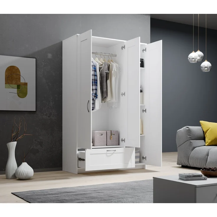 Kleiderschrank >Lepini< in Weiß, Dekorfolie - 117x191x50cm (BxHxT) – Bild 9