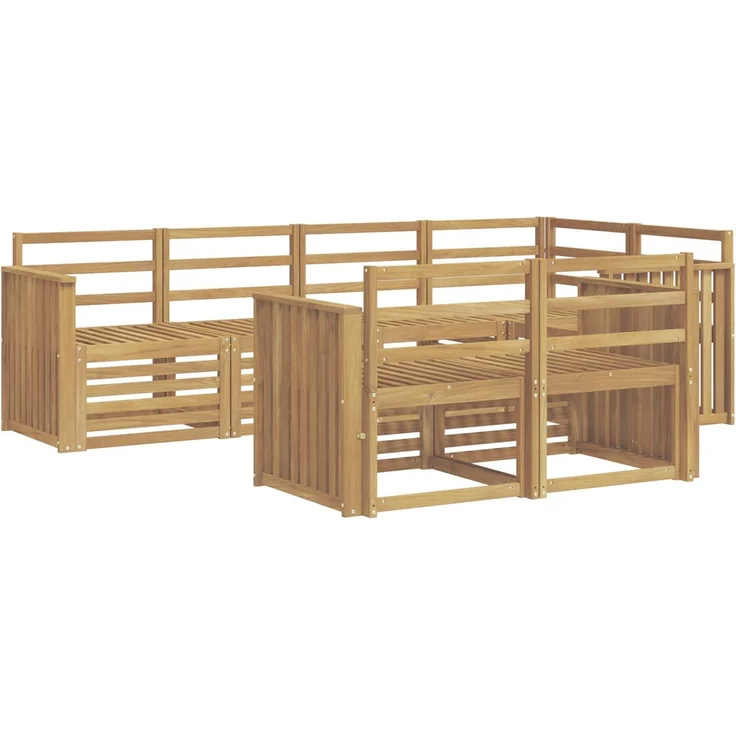 vidaXL Outdoor-Sofagarnitur 7 stk. 7-Sitzer Weiß Massivholz Akazie 3391989 – Bild 2