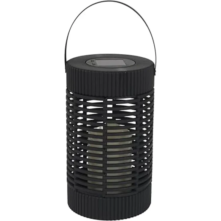HOME DECO FACTORY, LAO0196, Candle Effect Solar Lantern H23 cm, Ecological and Weather Resistant Outdoor Lighting, Ideal for Garden and Terrace, Black