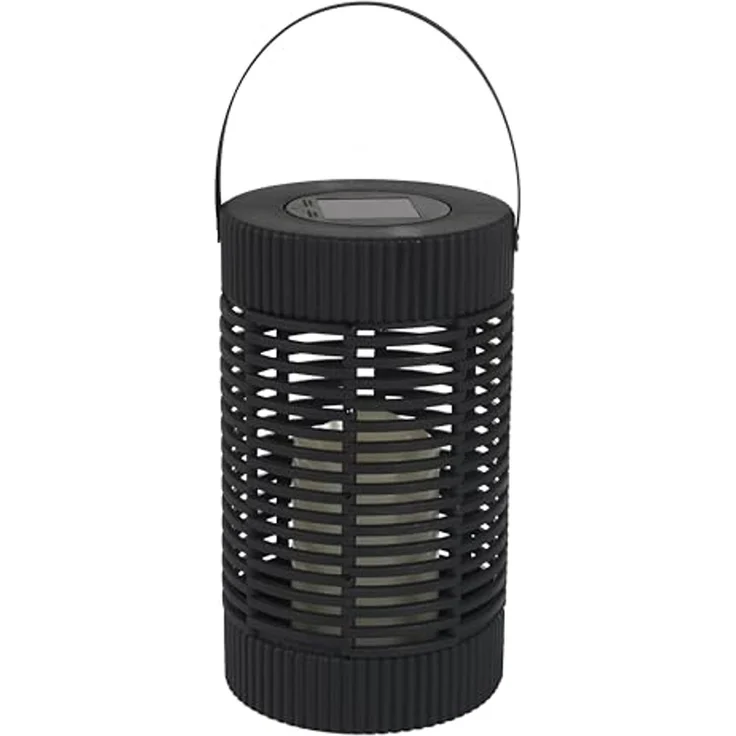 HOME DECO FACTORY, LAO0196, Candle Effect Solar Lantern H23 cm, Ecological and Weather Resistant Outdoor Lighting, Ideal for Garden and Terrace, Black – Bild 1