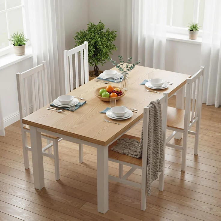 MELAYR, 4er-Set Küchenstühle Esszimmerstühle Stühle, Massivholz, modernes Design, 38 5 cm x 47.5 cm x 99 cm, Naturholz – Bild 4