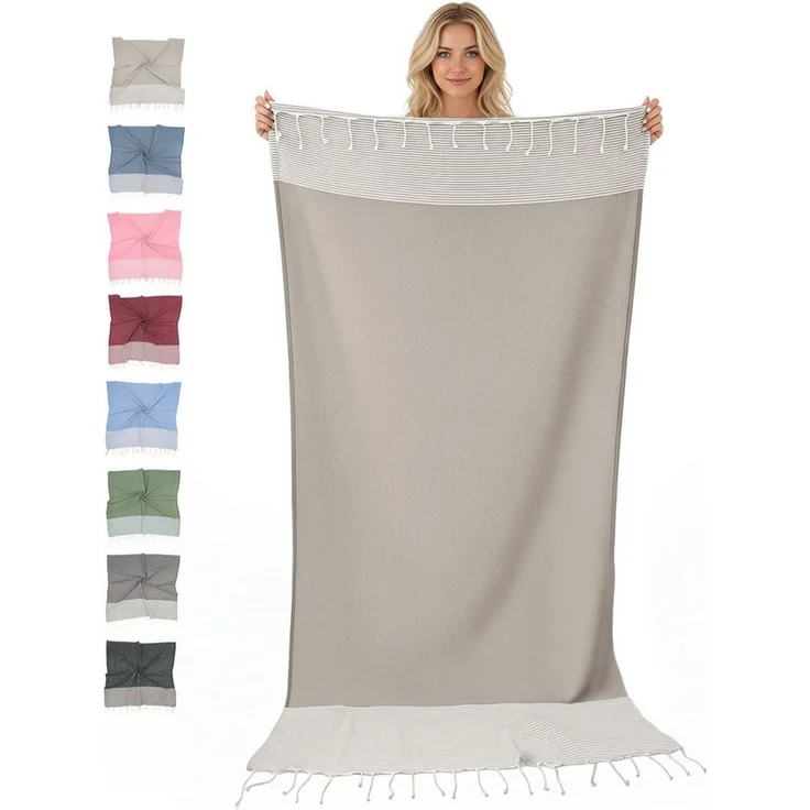 furora HOLIDAY Saunatuch Strandtuch Hamamtuch: groß 100x200 cm Saunatuch, Strandhandtuch dünn, Strandtuch Saunatuch aus 100% Baumwolle Strandtuch Set – Bild 1