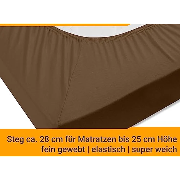 npluseins klassisches Jersey Spannbetttuch - vielen Farben + Größen - 100% Baumwolle 159.192, 120x200 cm, Schokobraun – Bild 6