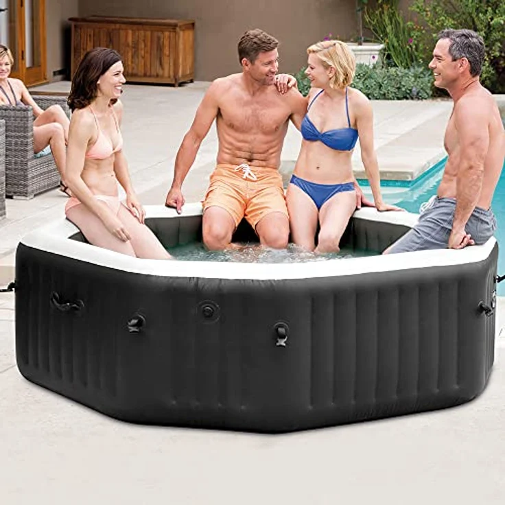 Intex Purespa Deluxe, Whirlpool mit 120 Luftblasendüsen, 795L Kapazität, octagonal, schwarz – Bild 6