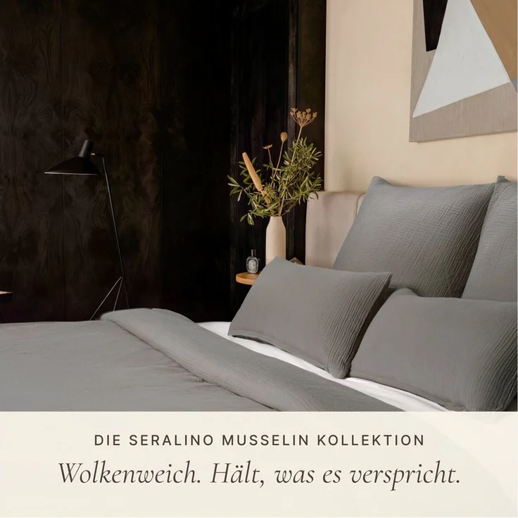 Seralino Bettwäsche aus Musselin (100% Bio Baumwolle) inkl. 80x80 Kissenbezug, blickdicht, besonders weich, bügelfrei, formstabil, verdeckter Reißverschluss – Bild 3