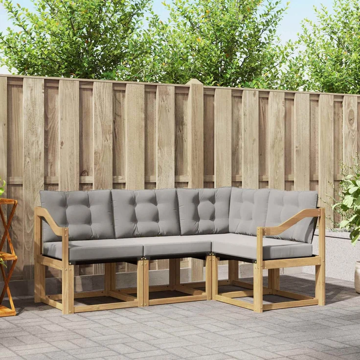 vidaXL Outdoor-Sofagarnitur 4 stk. 4-Sitzer Weiß und Hellgrau 3389437 – Bild 1