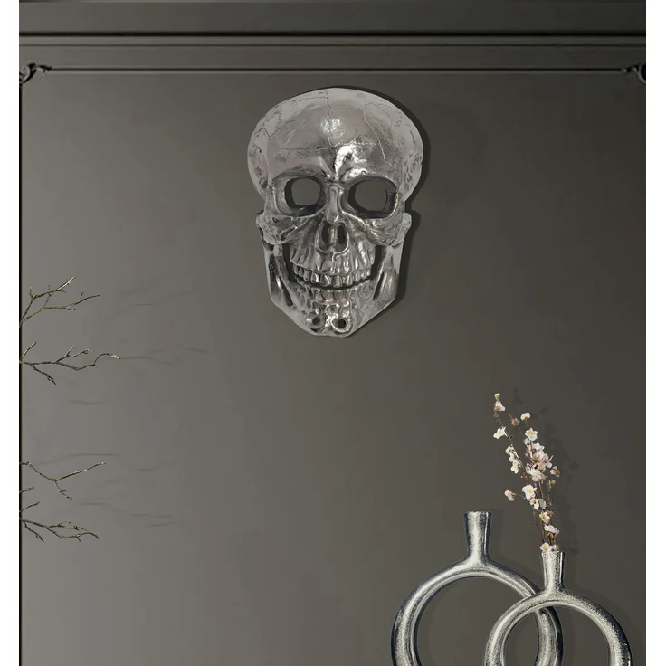 FineBuy Wanddeko Totenkopf Aluminium 41 cm Schädel Groß, Design Wanddekoration Metall Deko Alu Modern, Wohndeko Skull, Wandskulptur Dekoration Wohnaccessoire – Bild 2