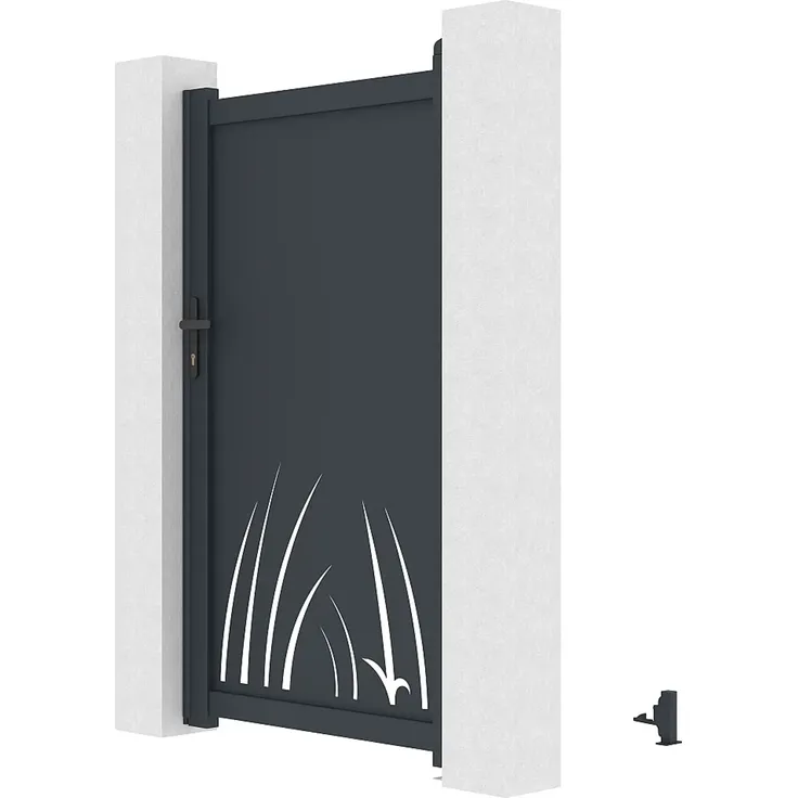 Vente-unique - BRAMENO Side gate Metall Grau - B 4,6 cm x H 176 cm x L 103 cm – Bild 3