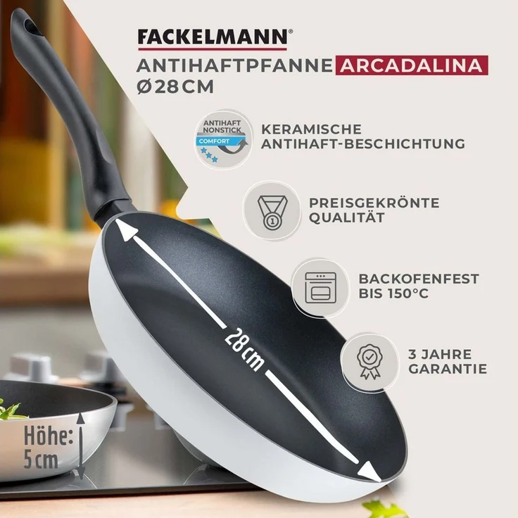 FACKELMANN Bratpfanne Arcadalina 28cm – Antihaft-Pfanne aus 90% recyceltem Aluminium mit ergonomischem Griff – Induktionspfanne zum Kochen & Anbraten – Bild 5