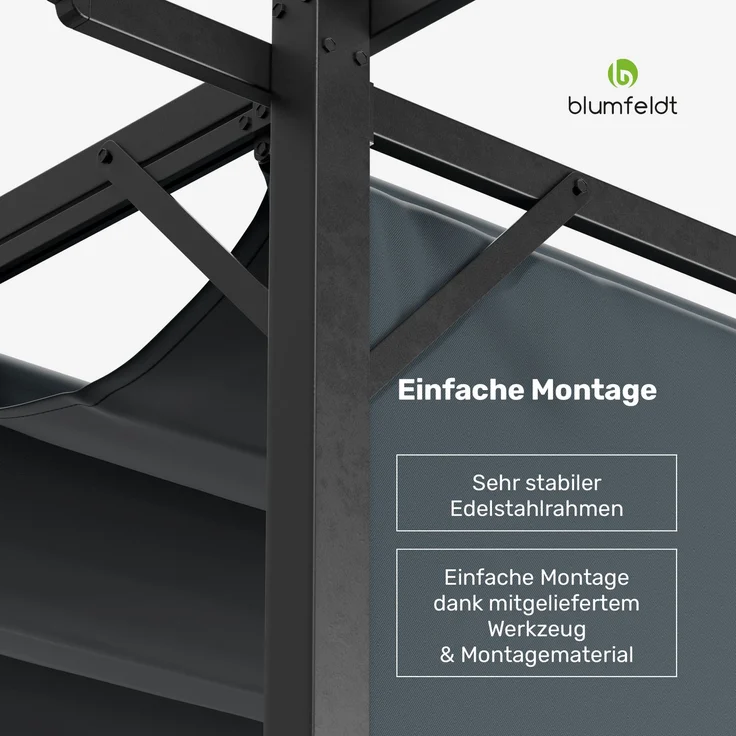 Blumfeldt Pergola 3x4 m, Wetterfestes Polyesterdach & Seitliche Jalousien, Pulverbeschichteter Stahlrahmen, Einfache Montage, Stabil & Winterfest Für Ganzjährigen Einsatz – Bild 6