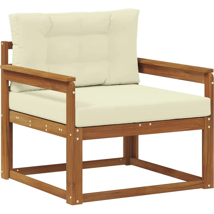 vidaXL Outdoor Mittelsofa Massivholz Akazie Natur und Creme 3436257 – Bild 2