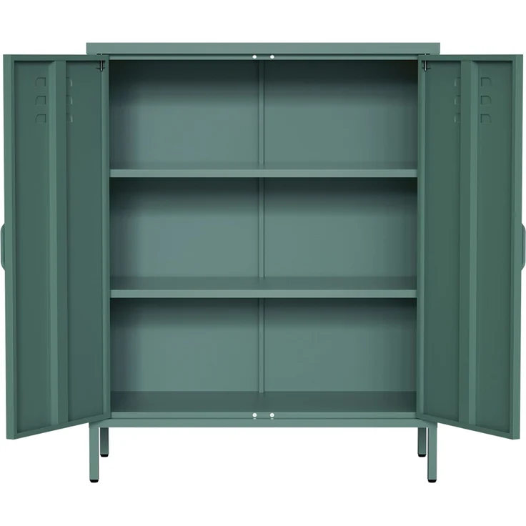 skølm 'Atria' Metallkommode, dunkelgrün, 100x38x80 cm, Metallschrank mit 3 Fächern – Bild 9