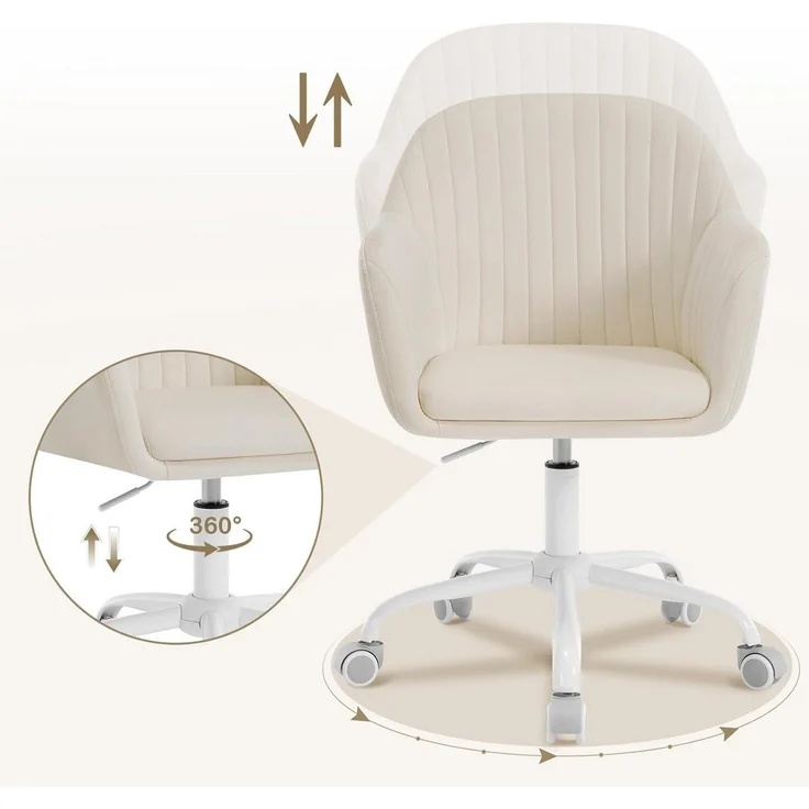 Woltu Schreibtischstuhl, Homeoffice Stuhl mit Rollen, Schminkstuhl höhenverstellbar – Bild 3