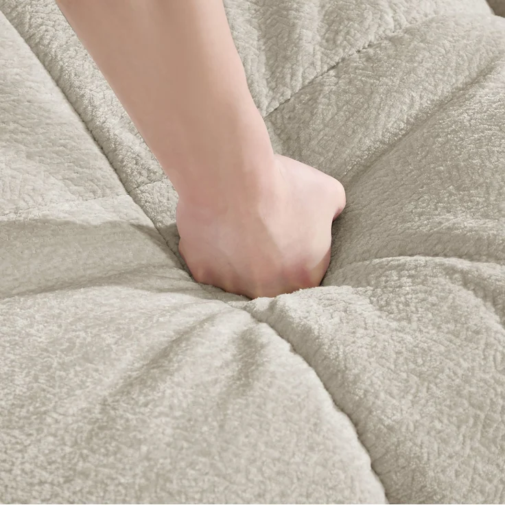 DESVIAE Sofa 3-Sitzer mit Steppnähten 260x86x90 cm Chenille Hellkhaki – Bild 9