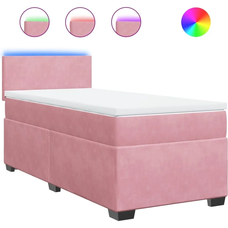 vidaXL Boxspringbett mit Matratze Rosa 90x190 cm Samt 3288485 – Bild 2