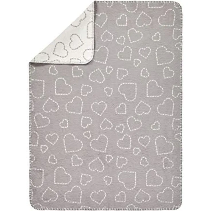 Alvi Gots Baumwolldecke Hearts Grey 75X100