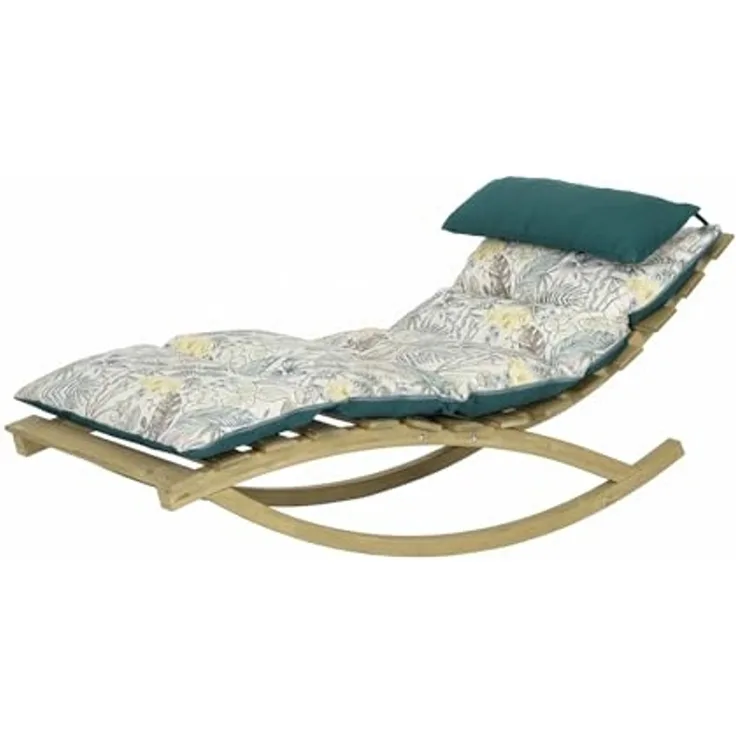 AMAZONAS Rocking Lounger Floral Schaukelliege inkl. Holzgestell und Kissen