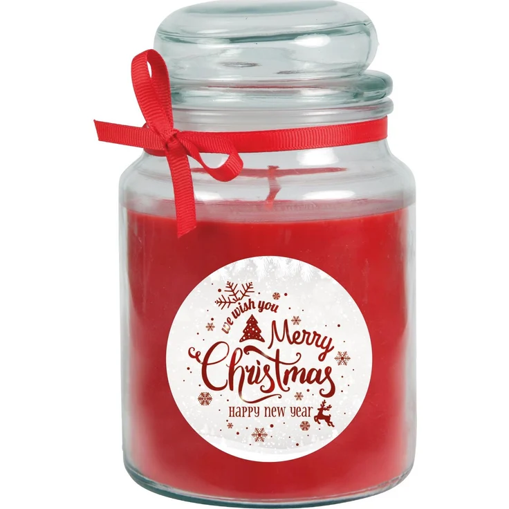 Duftkerze im Glas - Weihnachten Rot - Bonbon 500gr ( 110h ) – Bild 1