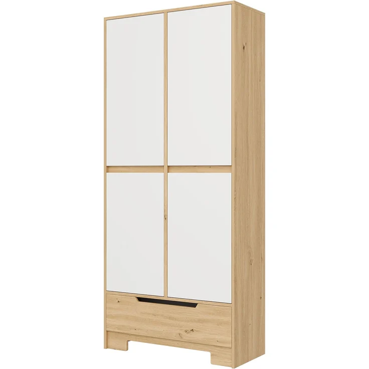 Küchenschrank 80 x 35 x 180 cm in Weiß und Natur mit Schublade und verstellbaren Einlegeböden – Bild 7