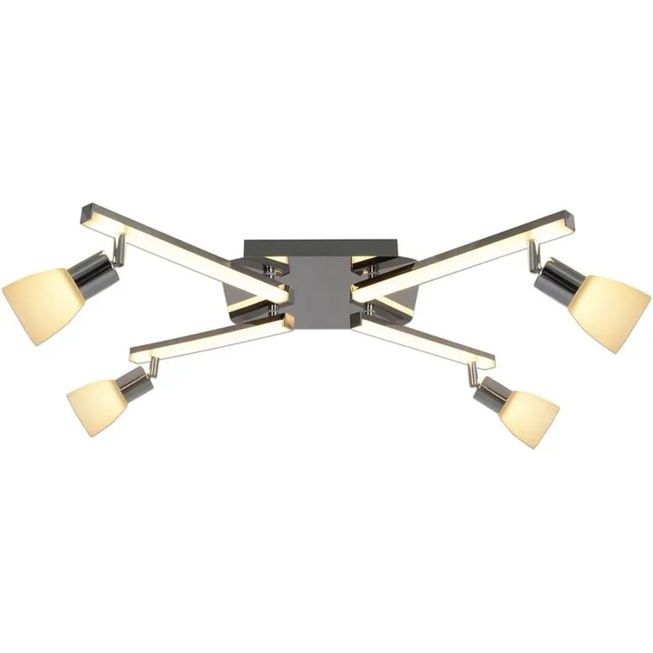 LED Deckenleuchte chrom, satiniert, opal Näve Ibiza 8 flg.