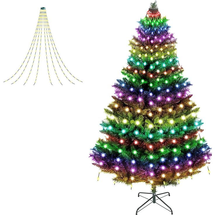 LED-Vorhang mit 96 RGB LEDs, 8 Stränge a 1,8m, IP44, App-steuerbar