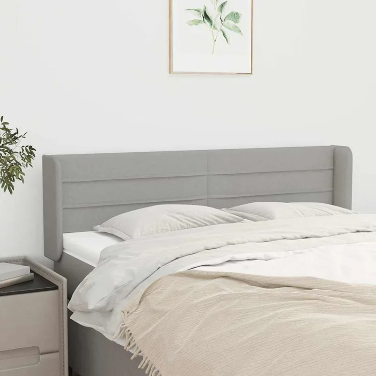 vidaXL Kopfteil mit Ohren Hellgrau 147 x 16 x 78/88 cm Stoff Grau (Art-Nr 3118906)