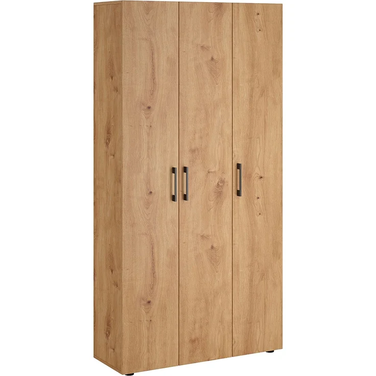 Bellamio 'Apol' Mehrzweckschrank, Eichenoptik, 176x33x90 cm, Putzschrank mit 3 Türen und 5 Regalen, Besenschrank mit Staubsaugerfach – Bild 9