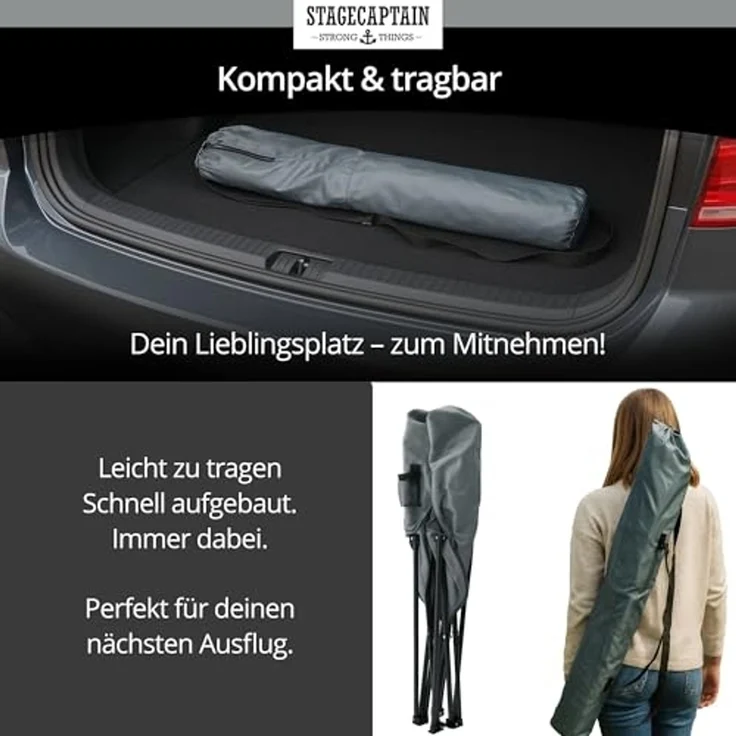 Stagecaptain Campingstuhl "Chiller" Campingsessel mit Getränkehalter in der Armlehne (4 St), Gartenstuhl faltbar, Anglersessel, Faltstuhl, Strandstuhl inkl. Tasche – Bild 5