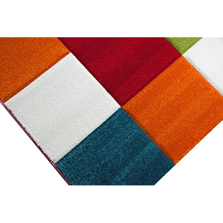 CARPETIA Kinderteppich Spielteppich Kinderzimmer Teppich Karo bunt türkis orange weiss rot pink Größe 80x150 cm – Bild 5