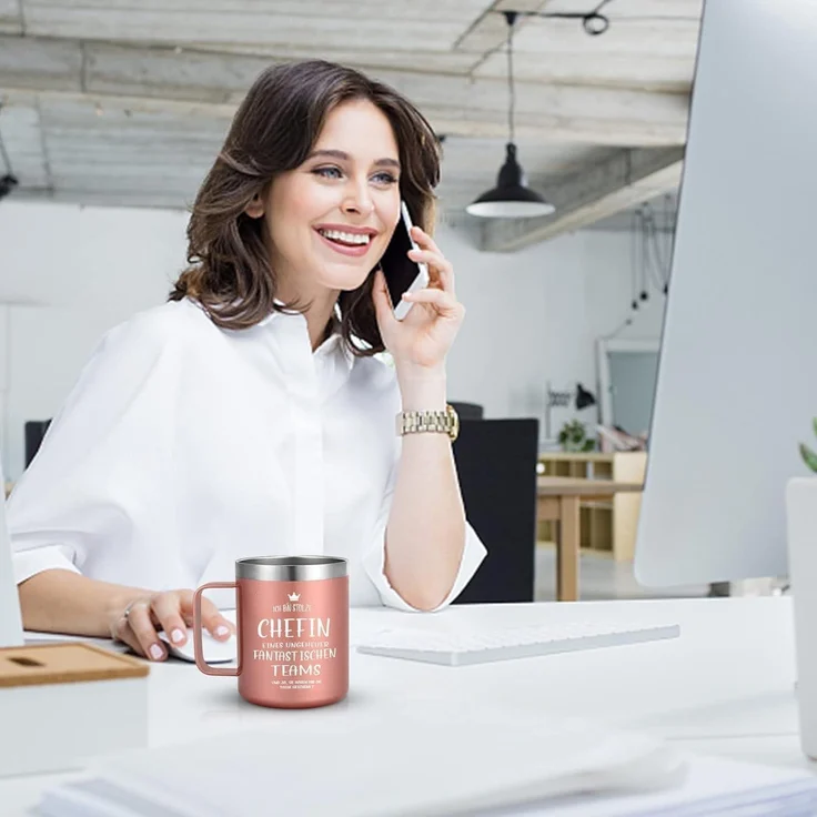 Livole Chefin Geschenk Tasse, 350ml Kaffeebecher, Roségold – Bild 2