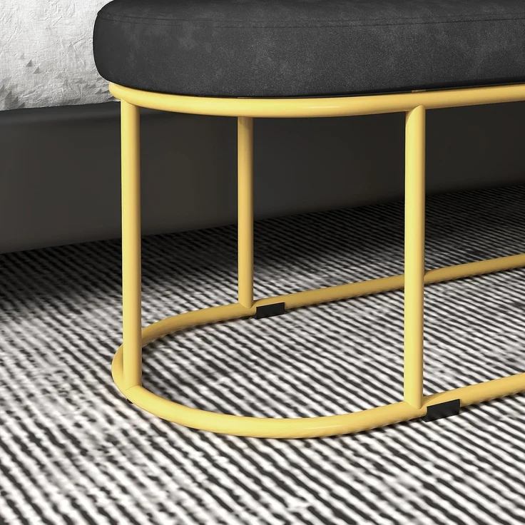 HOMCOM Polsterbank Bettbank mit Samtoptik (Schlafzimmerbank, 1-St, Schminkbank), Stahl, Schwarz, 100 x 37 x 43 cm – Bild 8