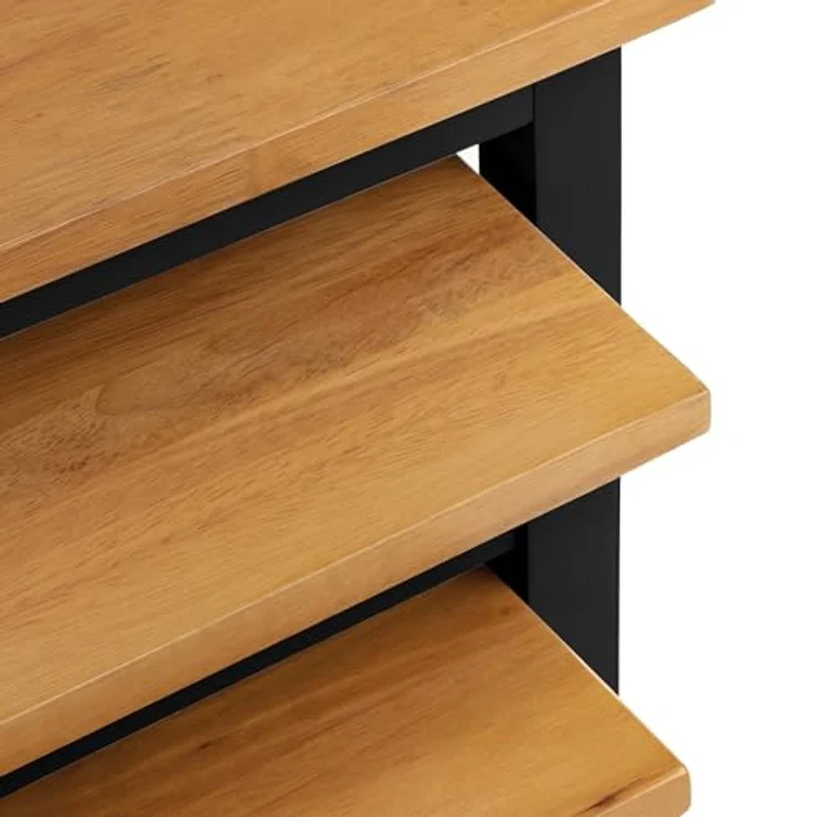 Julian Bowen Cleo Nest of Tables 3er Set, Nesting Oak Beistelltisch für Wohnzimmer, Stapelbarer Beistelltisch für kleine Räume, 46 x 48 x 33 cm - Schwarz & Eichenoptik – Bild 3