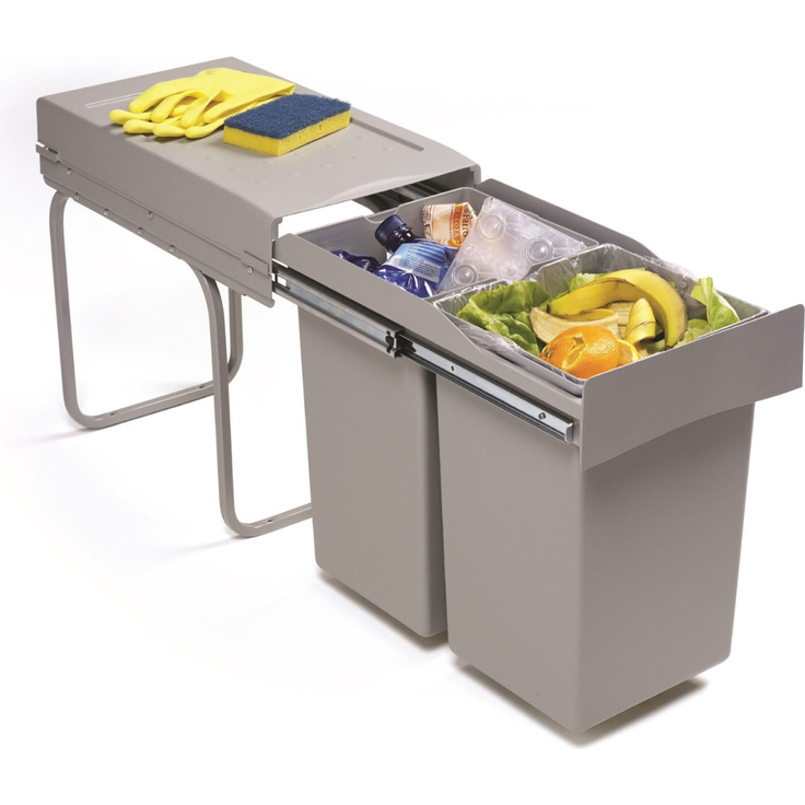 Victory Abfallsammler 72223060 Double Man Deluxe 28 Liter hellgrau – Bild 4