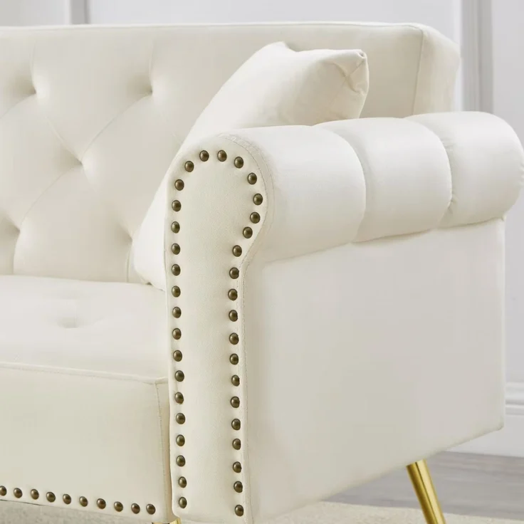 ZUBALIYA Schlafsofa 34x34 cm, mit LED - Beleuchtung, mit Stauraum, mit Samtbezug, mit breiten Armlehnen, mit Schaumstoffpolsterung, Gold – Bild 13
