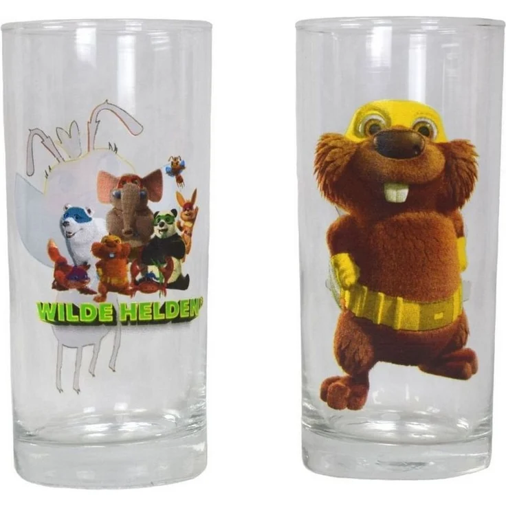 Trinkglas ca. 270 ml Wilde Helden Wasserglas Motiv wählbar Sammelglas Kinderglas Bruno Biber – Bild 2