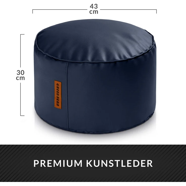 Green Bean® Sitzhocker aus Kunstleder - Pouf mit EPS Perlen Füllung - 43 x 30 cm - perfekte Ergänzung zum Sitzsack - Dunkelblau – Bild 4