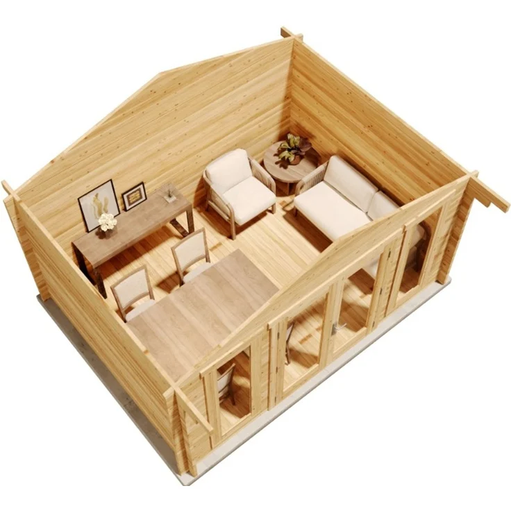 Alpholz Gartenhaus Mirko Modern Gartenhaus aus Holz in Pinie Holzhaus mit 40 mm Wandstärke Blockbohlenhaus mit Montagematerial – Bild 2