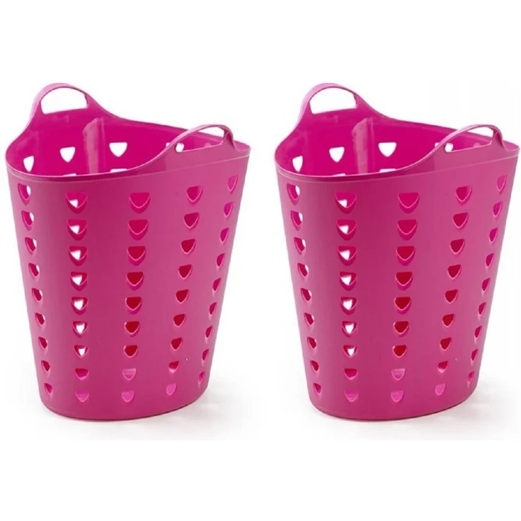 Kreher Aufbewahrungskorb Set: 2 x Flexibler Tragekorb 65 Liter Pink/Blau (Farbe wählbar) – Bild 3
