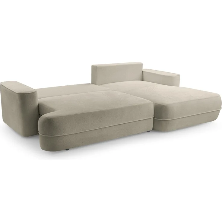Selsey 'Fuerro' Ecksofa mit Schlaffunktion, Bettkasten, Ottomane rechts, Strukturstoff wasserabweisend, Hellbraun – Bild 3