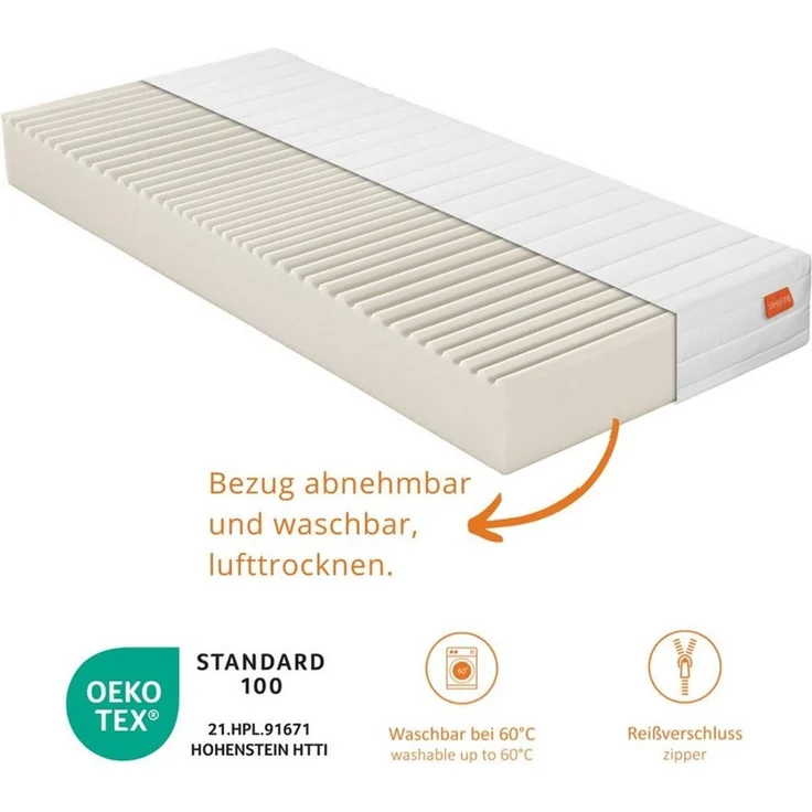 Kaltschaummatratze mit 7-Zonen und zwei unterschiedlich festen Liegeseiten, sleepling, beidseitig nutzbar (H2/H3), ergonomisch optimiert & atmungsaktiv – Bild 3