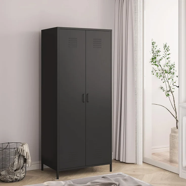 Kleiderschrank Seinäjoki 180x76x50 cm Schwarz [en. casa] – Bild 1