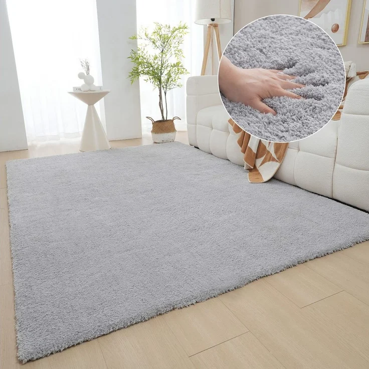 OTTO home Hochflor-Teppich Microfaser Teppich Magong, besonders weich, sehr feiner Flor, rechteckig, Höhe: 25 mm, uni, Wohnzimmer, Schlafzimmer, Kinderzimmer, auch rund und als Läufer – Bild 5