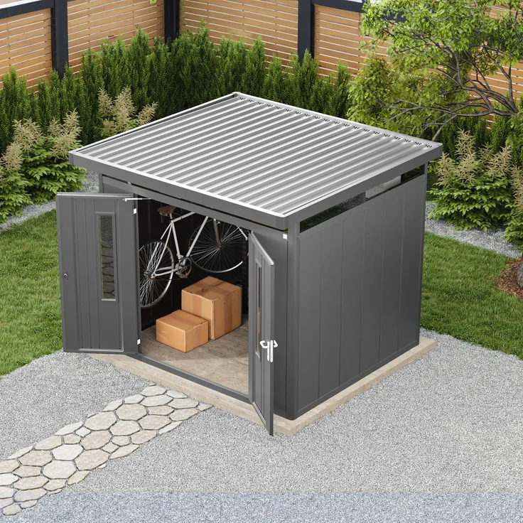 GFP Primeyard Gerätehaus Metall Gartenhaus 263x228x231 cm Geräteschuppen anthrazit – Bild 4