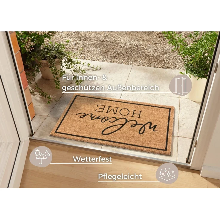 HANSE Home Fußmatte Mix Mats Kokos Welcome Home, Türmatte, rechteckig, Höhe: 15 mm, Kokos, Schmutzfangmatte, Outdoor, Rutschfest, Innen, Kokosmatte, Flur – Bild 2