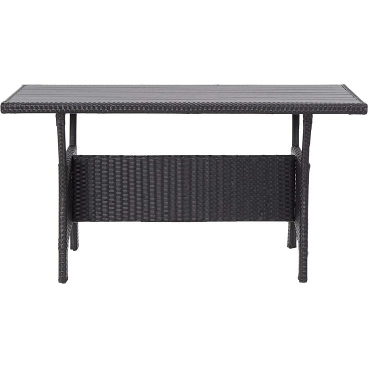 Gartentisch, Beistelltisch, Balkontisch Schwarz 120 x 70 x 66 cm Poly Rattan – Bild 2