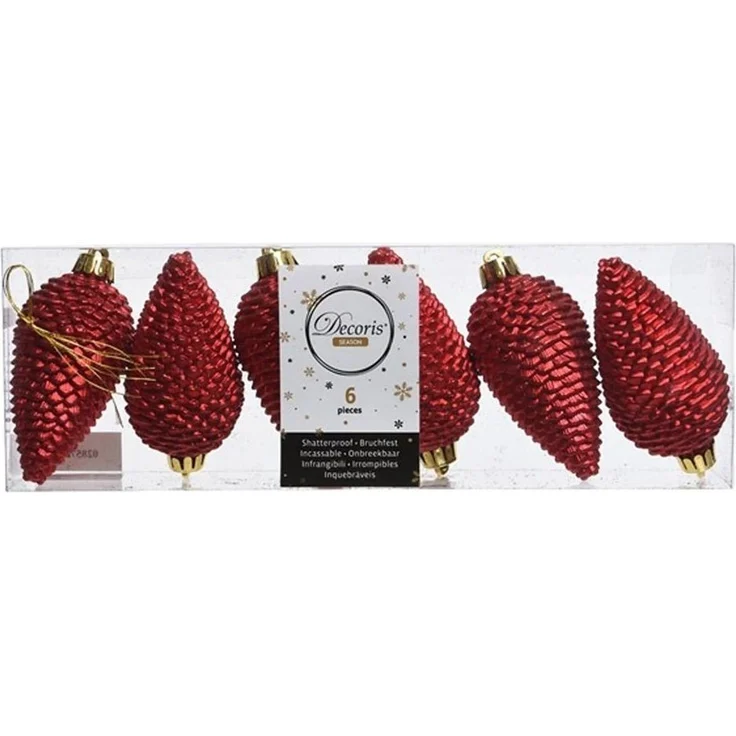 Kaemingk Weihnachtsbaumkugel Christbaumschmuck Zapfen bruchfest Ø 4,5 cm H 8 cm 6 Sück rot – Bild 1