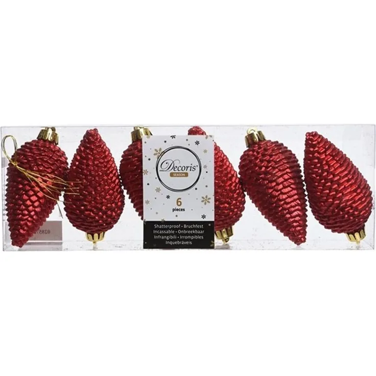 Kaemingk Weihnachtsbaumkugel Christbaumschmuck Zapfen bruchfest Ø 4,5 cm H 8 cm 6 Sück rot