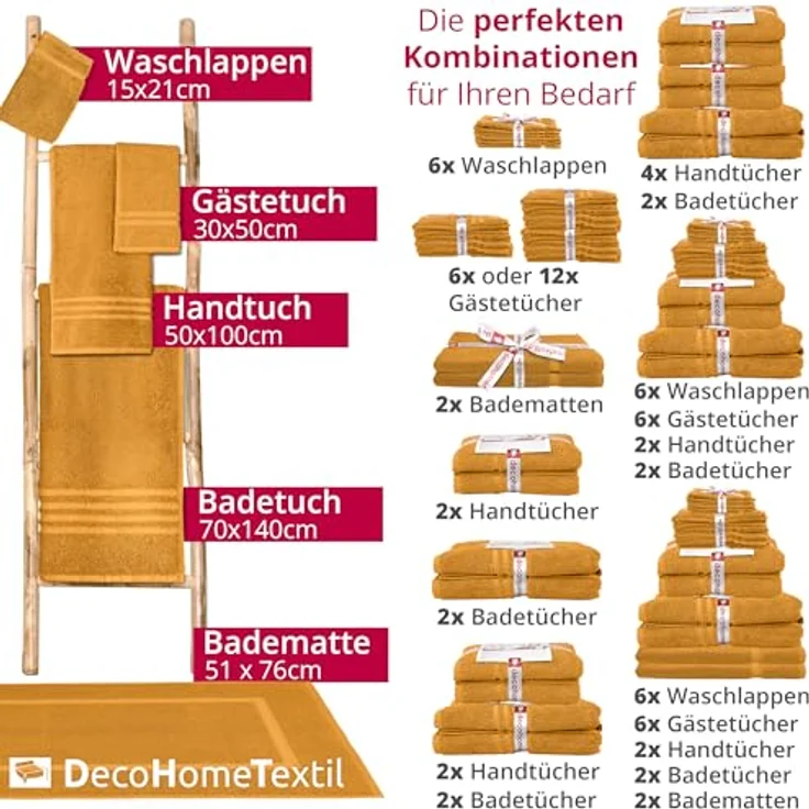DecoHomeTextil Heimtextilmanufaktur Handtuch Handtuch Set 100% Baumwolle hochwertig kuschelweich saugstark – Bild 6